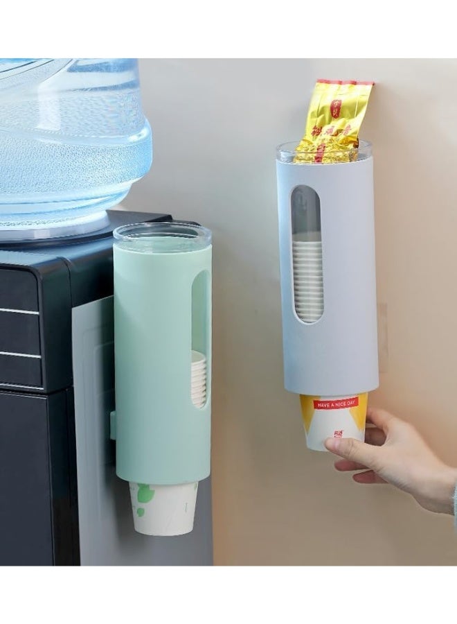 حامل أكواب بلاستيكية وورقية للاستعمال مرة واحدة مثبت على الحائط مع غطاء علوي واقٍ ضد الغبار والرطوبة – موزع أكواب صحي بسحب كوب واحد في كل مرة لتقليل الهدر ومنع التلوث – منظم أكواب عملي للمطبخ والمكتب والكافيهات والعيادات والشركات وصالات الانتظار – مصنوع من بلاستيك PP عالي الجودة طويل العمر – سهل التركيب بدون مسامير أو أدوات – نافذة شفافة لمعرفة عدد الأكواب المتبقية – خانة علوية لتخزين الشاي والقهوة والسكر – المقاس 23 سم ارتفاع × 8.5 سم عرض × 8.5 سم طول - Image 1